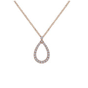 14K Rose Gold Open Teardrop Diamond Necklace